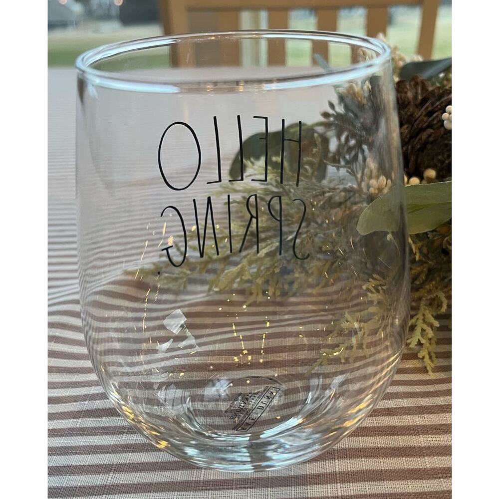 NEW! Rae Dunn "Hello Spring" stemless wine glass Kitchen bar collector - Picture 5 of 5